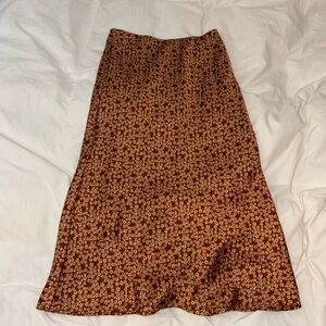 silky floral midi skirt